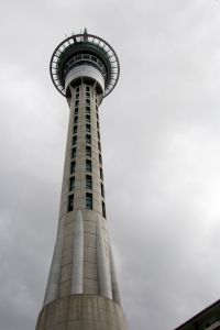 The Sky Tower from street level.