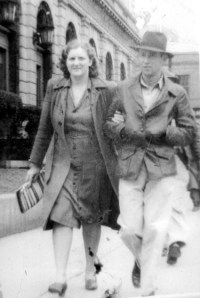 My mother and father in downtown Shreveport during World War II